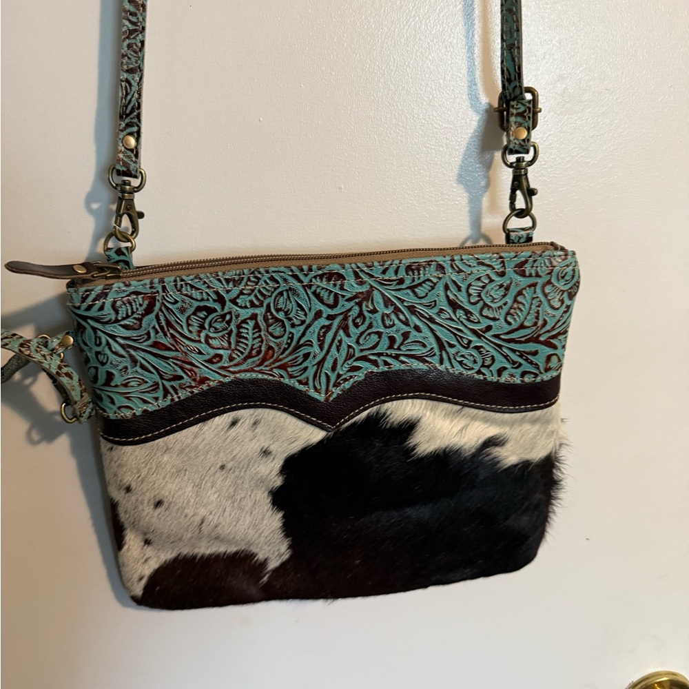 Myra bag, Stylish Turquoise and Black Leather Women's Bag